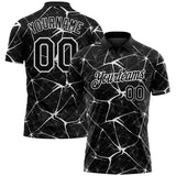 Custom Black-White 3D Pattern Abstract Network Crackle Performance Polo Shirt