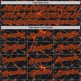 Custom Black-Orange 3D Pattern Abstract Network Crackle Performance Polo Shirt