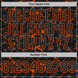 Custom Black-Orange 3D Pattern Abstract Network Crackle Performance Polo Shirt