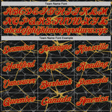 Custom Black Red-Old Gold 3D Pattern Abstract Network Crackle Performance Polo Shirt