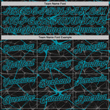 Custom Black-Teal 3D Pattern Abstract Network Crackle Performance Polo Shirt