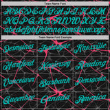 Custom Black Aqua-Neon Pink 3D Pattern Abstract Network Crackle Performance Polo Shirt