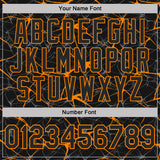 Custom Black-Bay Orange 3D Pattern Abstract Network Crackle Performance Polo Shirt