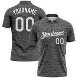 Custom Steel Gray-White Distressed Fragment Brush Stroke Performance Polo Shirt