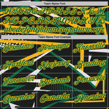 Custom Black Kelly Green-Gold Dynamic Geometric Shard Performance Polo Shirt
