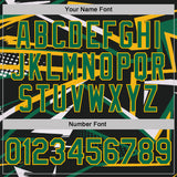 Custom Black Kelly Green-Gold Dynamic Geometric Shard Performance Polo Shirt