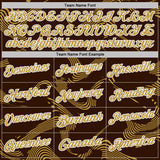 Custom Brown Old Gold-White 3D Pattern Abstract Fluid Swirl Line Performance Polo Shirt