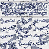 Custom White-Navy 3D Pattern Abstract Fluid Swirl Line Performance Polo Shirt