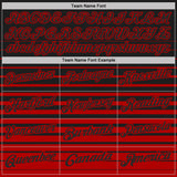Custom Black-Red Horizontal Gradient Stripe Performance Polo Shirt