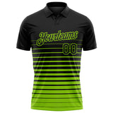 Custom Black-Neon Green Horizontal Gradient Stripe Performance Polo Shirt