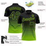 Custom Black-Neon Green Horizontal Gradient Stripe Performance Polo Shirt