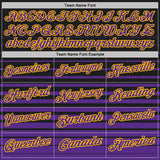Custom Black Purple-Gold Horizontal Gradient Stripe Performance Polo Shirt