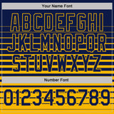 Custom Navy-Gold Horizontal Gradient Stripe Performance Polo Shirt