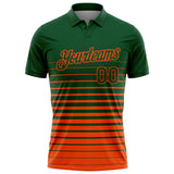 Custom Green-Orange Horizontal Gradient Stripe Performance Polo Shirt