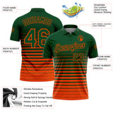 Custom Green-Orange Horizontal Gradient Stripe Performance Polo Shirt