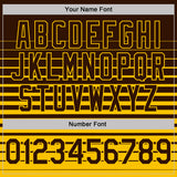 Custom Brown-Yellow Horizontal Gradient Stripe Performance Polo Shirt