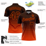 Custom Brown-Orange Horizontal Gradient Stripe Performance Polo Shirt