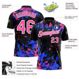 Custom Black Pink Royal-White Dynamic Splatter Brush Stroke Performance Polo Shirt