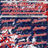 Custom Navy Red-White Dynamic Splatter Brush Stroke Performance Polo Shirt