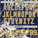 Custom Navy Old Gold-White Dynamic Splatter Brush Stroke Performance Polo Shirt