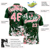 Custom Green Medium Pink-White Dynamic Splatter Brush Stroke Performance Polo Shirt