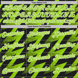 Custom Black Neon Green-White Geometric Zigzag Shape Lightning Performance Polo Shirt
