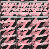 Custom Black Medium Pink-White Geometric Zigzag Shape Lightning Performance Polo Shirt