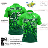 Custom Grass Green Green-White Geometric Shard Triangle Performance Polo Shirt