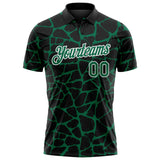 Custom Black Kelly Green-White 3D Pattern Abstract Network Crackle Performance Polo Shirt