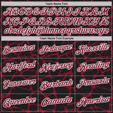 Custom Black Crimson-White 3D Pattern Abstract Network Crackle Performance Polo Shirt