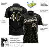 Custom Black Olive-White 3D Pattern Abstract Network Crackle Performance Polo Shirt