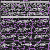 Custom Black Medium Purple-White 3D Pattern Abstract Network Crackle Performance Polo Shirt