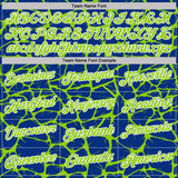 Custom Royal Neon Green-White 3D Pattern Abstract Network Crackle Performance Polo Shirt