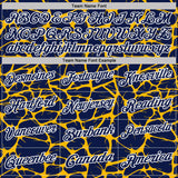 Custom Navy Gold-White 3D Pattern Abstract Network Crackle Performance Polo Shirt