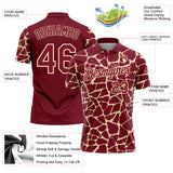Custom Crimson-Cream 3D Pattern Abstract Network Crackle Performance Polo Shirt