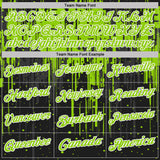 Custom Black Neon Green-White Dripping Splatter Paint Performance Polo Shirt