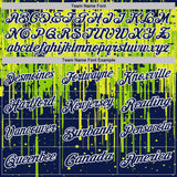 Custom Navy Neon Green Neon Yellow-White Dripping Splatter Paint Performance Polo Shirt