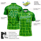 Custom Grass Green Aurora Green-White Geometric Block Diagonal Line Hatching Performance Polo Shirt