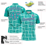 Custom Aqua Ice Blue-Pink Geometric Block Diagonal Line Hatching Performance Polo Shirt