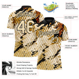 Custom Black-Cream Abstract Grunge Splatter Diagonal Stripe Performance Polo Shirt