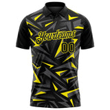 Custom Black Steel Gray-Light Yellow Cyber Mecha E-sport Geometric Shards Spike Performance Polo Shirt