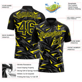 Custom Black Steel Gray-Light Yellow Cyber Mecha E-sport Geometric Shards Spike Performance Polo Shirt