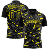Custom Black Steel Gray-Light Yellow Cyber Mecha E-sport Geometric Shards Spike Performance Polo Shirt