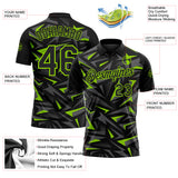 Custom Black Steel Gray-Neon Green Cyber Mecha E-sport Geometric Shards Spike Performance Polo Shirt