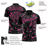 Custom Black Steel Gray-Pink Cyber Mecha E-sport Geometric Shards Spike Performance Polo Shirt