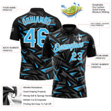 Custom Black Sky Blue Steel Gray-White Cyber Mecha E-sport Geometric Shards Spike Performance Polo Shirt