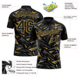 Custom Black Steel Gray-Old Gold Cyber Mecha E-sport Geometric Shards Spike Performance Polo Shirt