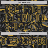 Custom Black Steel Gray-Old Gold Cyber Mecha E-sport Geometric Shards Spike Performance Polo Shirt
