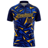 Custom Navy Thunder Blue-Gold Cyber Mecha E-sport Geometric Shards Spike Performance Polo Shirt