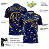 Custom Navy Thunder Blue-Gold Cyber Mecha E-sport Geometric Shards Spike Performance Polo Shirt